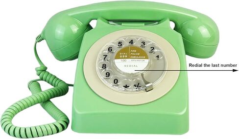 Telephone, Corded Landline Phones for Home, Retro Old Fashion Home Phone with Rotary Dial Keypad, Antique Old Fashion Telephones Novelty Gift for Decoration in Kuwait
