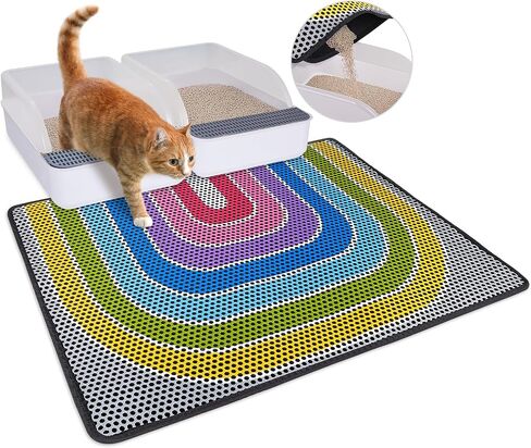 Bienbee Cat Litter Mat, 30"x24" Litter Mat Double Layer Litter Trapping Mat, Reduces Tracking and Keeps Floors Clean,Black Mushroom L in Saudi Arabia