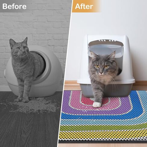 Bienbee Cat Litter Mat, 30"x24" Litter Mat Double Layer Litter Trapping Mat, Reduces Tracking and Keeps Floors Clean,Black Mushroom L in Saudi Arabia