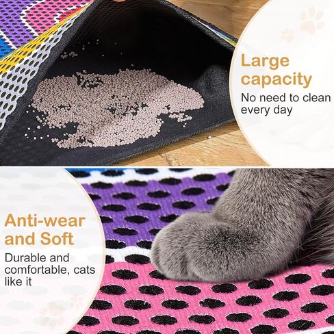 Bienbee Cat Litter Mat, 30"x24" Litter Mat Double Layer Litter Trapping Mat, Reduces Tracking and Keeps Floors Clean,Black Mushroom L in Saudi Arabia