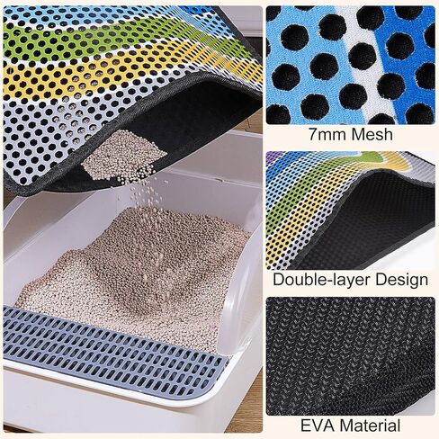 Bienbee Cat Litter Mat, 30"x24" Litter Mat Double Layer Litter Trapping Mat, Reduces Tracking and Keeps Floors Clean,Black Mushroom L in Saudi Arabia