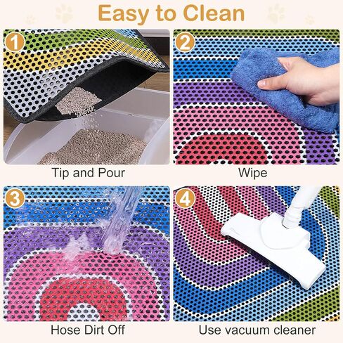 Bienbee Cat Litter Mat, 30"x24" Litter Mat Double Layer Litter Trapping Mat, Reduces Tracking and Keeps Floors Clean,Black Mushroom L in Saudi Arabia