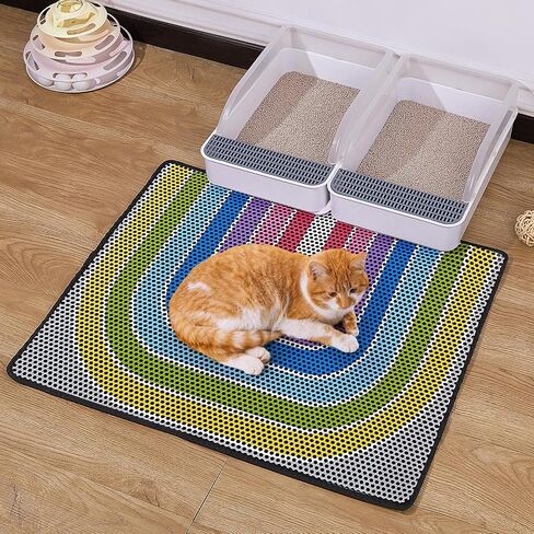 Bienbee Cat Litter Mat, 30"x24" Litter Mat Double Layer Litter Trapping Mat, Reduces Tracking and Keeps Floors Clean,Black Mushroom L in Saudi Arabia