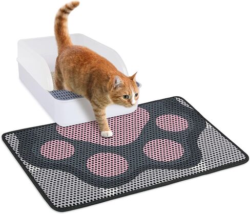 Bienbee Cat Litter Mat, 30"x24" Litter Mat Double Layer Litter Trapping Mat, Reduces Tracking and Keeps Floors Clean,Black Mushroom L in Saudi Arabia