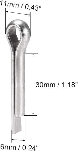 uxcell Split Cotter Pin - 6mm x 35mm 304 Stainless Steel 2-Prongs Silver Tone Fastener Clip Key 8Pcs in Saudi Arabia