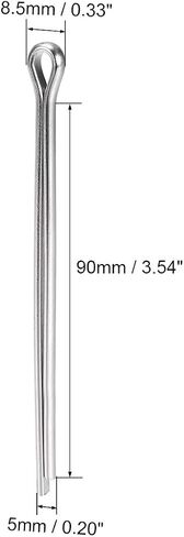 uxcell Split Cotter Pin - 6mm x 35mm 304 Stainless Steel 2-Prongs Silver Tone Fastener Clip Key 8Pcs in Saudi Arabia