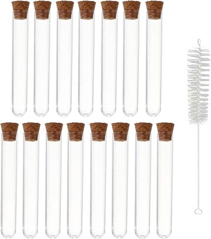 Test Tubes, 15Pcs 5ml Plastic Tube, Propagation Tubes, Test Tubes with Lids, Plastic Test Tubes, Test Tube, Test Tubes for Plants, Plastic Tubes with Caps, Clear Plastic Test Tubes with Cork Stoppers in Kuwait