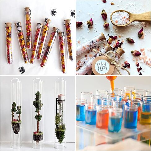 Test Tubes, 15Pcs 5ml Plastic Tube, Propagation Tubes, Test Tubes with Lids, Plastic Test Tubes, Test Tube, Test Tubes for Plants, Plastic Tubes with Caps, Clear Plastic Test Tubes with Cork Stoppers in Kuwait