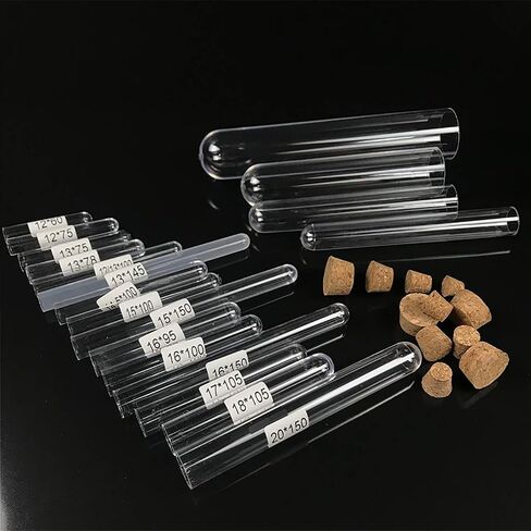 Test Tubes, 15Pcs 5ml Plastic Tube, Propagation Tubes, Test Tubes with Lids, Plastic Test Tubes, Test Tube, Test Tubes for Plants, Plastic Tubes with Caps, Clear Plastic Test Tubes with Cork Stoppers in Kuwait