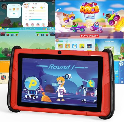 تابلت للأطفال مقاس 7 بوصة، جهاز لوحي Android 12 للأطفال مع وحدات تحكم في الألعاب، ذاكرة وصول عشوائي 4 جيجابايت + ذاكرة تخزين داخلية 64 جيجابايت (قابلة للتوسيع 512 جيجابايت)، مراقبة أبوية، برامج أطفال مثبتة مسبقًا، حافظة مقاومة للصدمات (أحمر) in Kuwait
