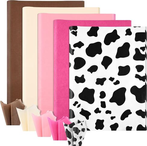 100 Sheets 20×14 Inches Western Cowgirl Party Tissue Paper Pink Cow Printed Tissue Paper for My First Rodeo Birthday Party Cowboy Birthday Baby Shower in Saudi Arabia