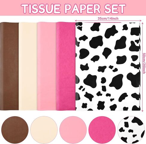 100 Sheets 20×14 Inches Western Cowgirl Party Tissue Paper Pink Cow Printed Tissue Paper for My First Rodeo Birthday Party Cowboy Birthday Baby Shower in Saudi Arabia