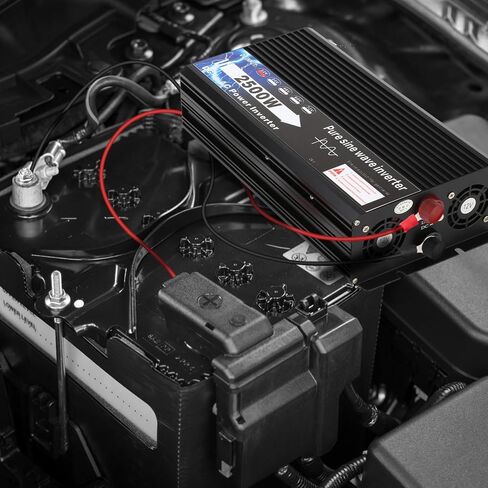 ROADGIVE 2500W عاكس موجة جيبية نقية 12V DC إلى 110V AC، عاكس طاقة السيارة مع منافذ تيار متردد مزدوجة، شاشة LCD، مروحة تبريد ذكية للمنزل، السيارة، رحلات الطريق، التخييم in Kuwait