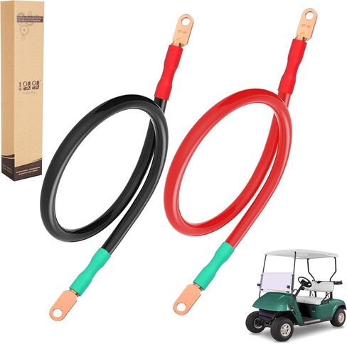 4AWG 24 inch Battery Inverter Cables Set for Car, Marine, Motorcycle, RV, Golf Cart, Solar (1 Black & 1 Red) - 4 Gauge 2 Feet with 5/16 Ring Terminals in Saudi Arabia