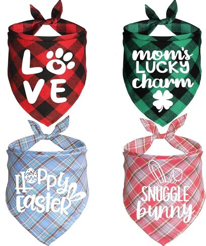 4 قطع من عصابات رأس عيد الحب لعيد الحب وعيد الفصح للكلاب، وشاح منقوش للكلب والجرو ووشاح باندانا للكلاب الصغيرة والمتوسطة والكبيرة والحيوانات الأليفة in Kuwait