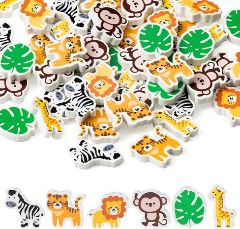 ممحاة سفاري أنيمالز بيسيل 60 قطعة ممحاة مطاطية صغيرة للحيوانات البرية الكرتونية للأطفال، ممحاة ألغاز مكتبية ثلاثية الأبعاد لطيفة، مكافأة للطلاب في المدرسة، مكافأة الربيع والصيف، وحفلات عيد الميلاد، وحفلات أعياد الميلاد in Kuwait