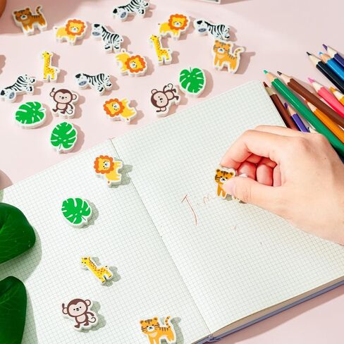 ممحاة سفاري أنيمالز بيسيل 60 قطعة ممحاة مطاطية صغيرة للحيوانات البرية الكرتونية للأطفال، ممحاة ألغاز مكتبية ثلاثية الأبعاد لطيفة، مكافأة للطلاب في المدرسة، مكافأة الربيع والصيف، وحفلات عيد الميلاد، وحفلات أعياد الميلاد in Kuwait