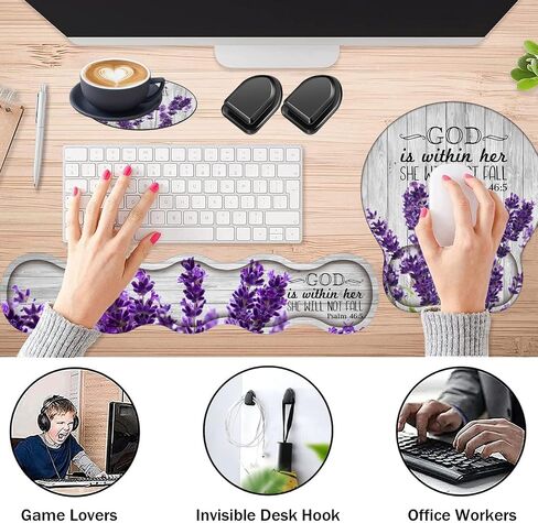 Large Gaming Mouse Pad, Keyboard Wrist Rest + Mouse Wrist Pad + Coaster + Mini Hook Desk Pad Set, Memory Foam, Non-Slip Base. Suitable for Office and Home - Sunflower Inspirational Quote in Saudi Arabia