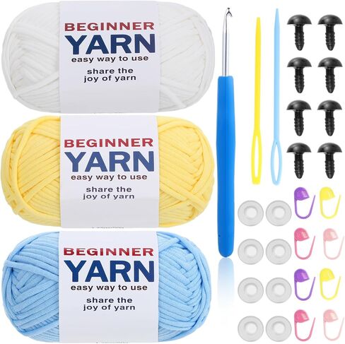 3 × 50 جرام من خيوط الكروشيه للمبتدئين، خيوط للحياكة سهلة الرؤية، خيوط سميكة مكتنزة وناعمة لهدايا خيوط الحياكة للمبتدئين in Kuwait