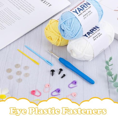 3 × 50 جرام من خيوط الكروشيه للمبتدئين، خيوط للحياكة سهلة الرؤية، خيوط سميكة مكتنزة وناعمة لهدايا خيوط الحياكة للمبتدئين in Kuwait