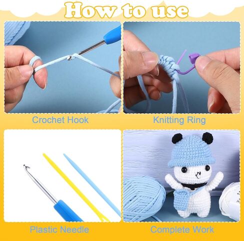 3 × 50 جرام من خيوط الكروشيه للمبتدئين، خيوط للحياكة سهلة الرؤية، خيوط سميكة مكتنزة وناعمة لهدايا خيوط الحياكة للمبتدئين in Kuwait