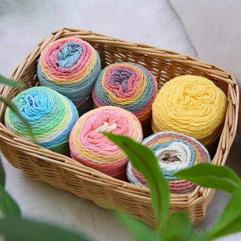 Franel Rainbow Cake Yarn -5-ply Colorful Premier Acrylic Cotton Blended Yarn, for Knitting, Crocheting Blankets & Crafts, 1-Pack, Colour Number: 36 Bright as Clouds in Saudi Arabia