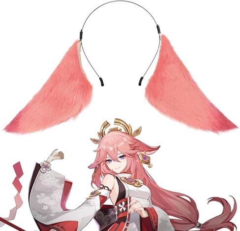 آذان جينشين إمباكت ياي ميكو، آذان أغطية رأس أرنب الثعلب الحيواني، دعائم إكسسوارات تأثير جينشين، عصابة رأس لوليتا أرنب الأذن لحفلات الهالوين ياي ميكو in Kuwait