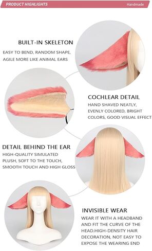 آذان جينشين إمباكت ياي ميكو، آذان أغطية رأس أرنب الثعلب الحيواني، دعائم إكسسوارات تأثير جينشين، عصابة رأس لوليتا أرنب الأذن لحفلات الهالوين ياي ميكو in Kuwait