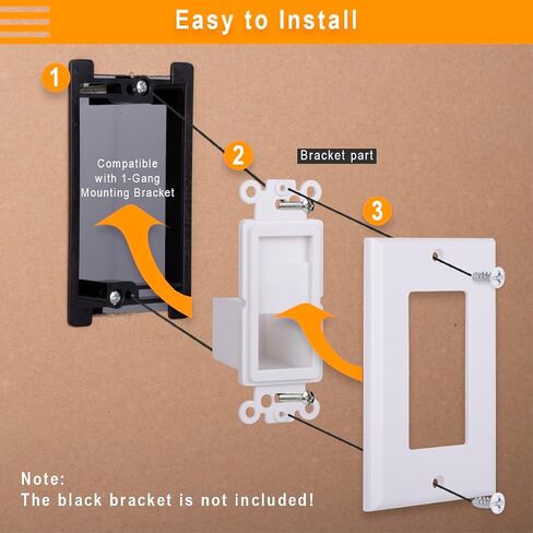 Cable Pass Through Wall Plate 2 Pack with Slider Cap, 1-Gang Wall Plate Cover Built in Low Voltage Mounting Bracket for Routing Cables and Wires In-wall in Saudi Arabia