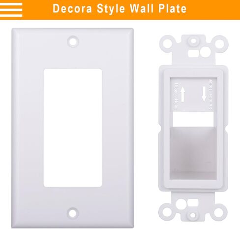 Cable Pass Through Wall Plate 2 Pack with Slider Cap, 1-Gang Wall Plate Cover Built in Low Voltage Mounting Bracket for Routing Cables and Wires In-wall in Saudi Arabia
