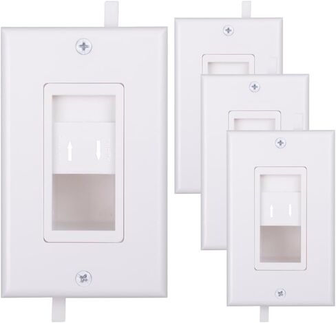 Cable Pass Through Wall Plate 2 Pack with Slider Cap, 1-Gang Wall Plate Cover Built in Low Voltage Mounting Bracket for Routing Cables and Wires In-wall in Saudi Arabia