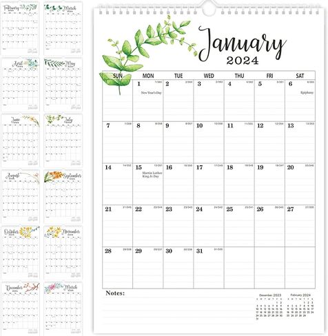 تقويم الحائط 2024-2025، 12 بوصة × 17 بوصة 18 شهرًا يناير 2024 - يونيو 2025، 2024 تقويم كبير مع ملصقات + ربط سلك مزدوج + خطاف تعليق + تواريخ جوليان، تقويم حائط 2024 لتنظيم المكتب المنزلي in Kuwait