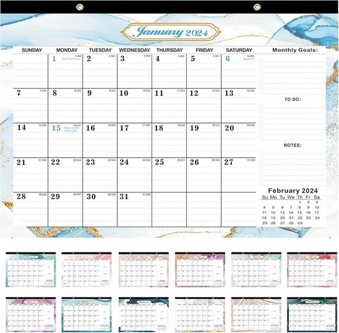 2024 Desk Calendar, 17" x 12" 2024-2025 Desk Calendar,18 Months Wall Calendar, Jan. 2024 - Jun. 2025,Thick Paper with Corner Protectors, Large Ruled Blocks, Perfect for Planning and Organizing in Saudi Arabia