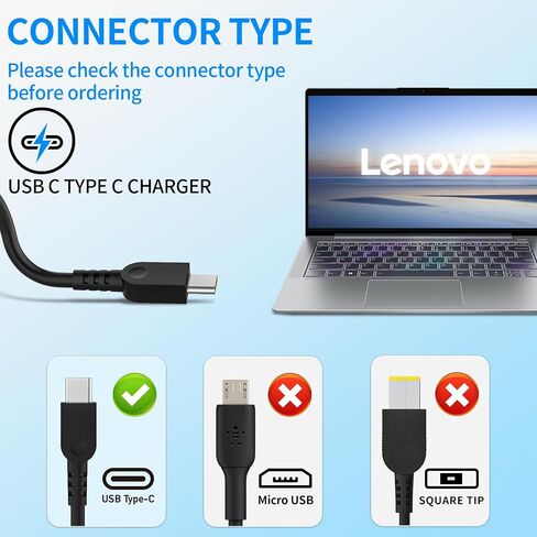 شاحن كمبيوتر محمول 100 واط 90 واط من النوع C لأجهزة Lenovo Thinkpad وIdeaPad وYoga 370 X280 X390 X395 910 920 محول شحن سريع 100 واط USB C شاحن كمبيوتر محمول in Saudi Arabia
