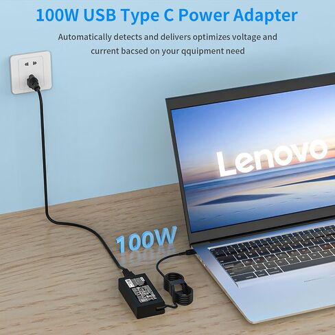 شاحن كمبيوتر محمول 100 واط 90 واط من النوع C لأجهزة Lenovo Thinkpad وIdeaPad وYoga 370 X280 X390 X395 910 920 محول شحن سريع 100 واط USB C شاحن كمبيوتر محمول in Saudi Arabia