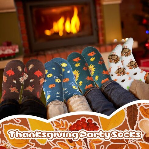 Haysandy 8 Pairs Christmas Socks Thanksgiving Crew Socks Bulk for Women Men Funny Stretchy Novelty Xmas Holiday Gift in Saudi Arabia