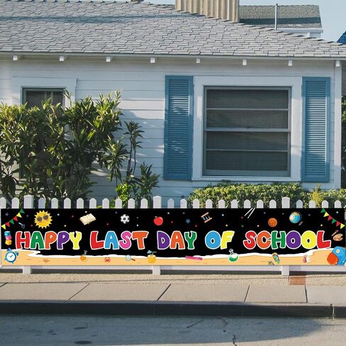 Happy Last Day of School Banner - 118" x 19" End of School Year Party Decorations - Last Day of School Party Sign Banner - School Classroom Last Day of School Decorations in Saudi Arabia