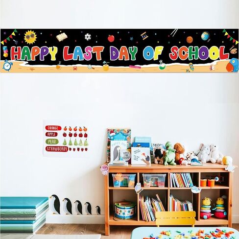 Happy Last Day of School Banner - 118" x 19" End of School Year Party Decorations - Last Day of School Party Sign Banner - School Classroom Last Day of School Decorations in Saudi Arabia