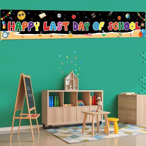 Happy Last Day of School Banner - 118" x 19" End of School Year Party Decorations - Last Day of School Party Sign Banner - School Classroom Last Day of School Decorations in Saudi Arabia