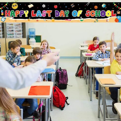 Happy Last Day of School Banner - 118" x 19" End of School Year Party Decorations - Last Day of School Party Sign Banner - School Classroom Last Day of School Decorations in Saudi Arabia