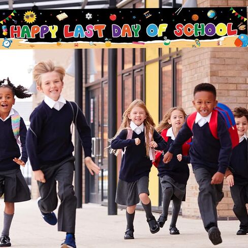 Happy Last Day of School Banner - 118" x 19" End of School Year Party Decorations - Last Day of School Party Sign Banner - School Classroom Last Day of School Decorations in Saudi Arabia