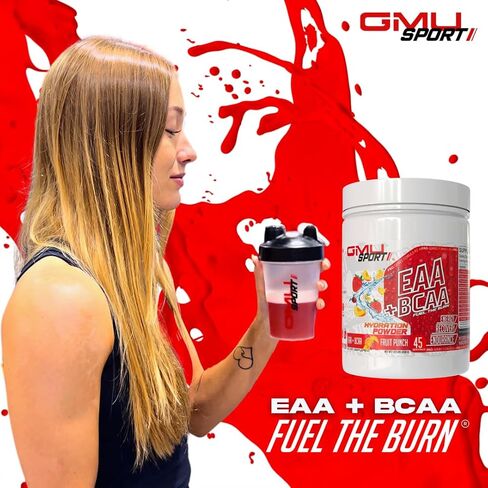 GMU Sport BCAA + EAAs Hydration and Recovery Powder drink mix - Elevate Your Game and Fuel the Burn with GMU Sport's Great Tasting Electrolyte Drink Mixes. No sugar No artificial colors (Watermelon) in Saudi Arabia