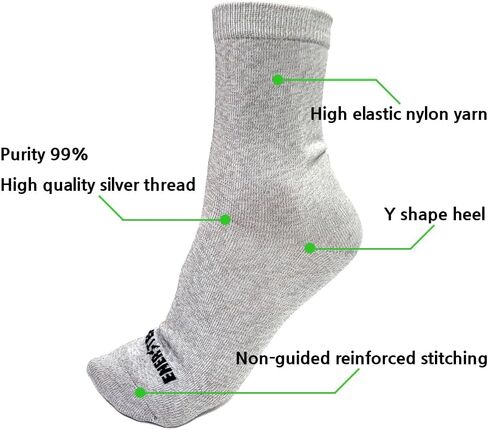 ENERSTEP Grounding Socks & Earthing - The Best Conductive Socks by Far - 3Pair 99% Pure silver thread in Saudi Arabia