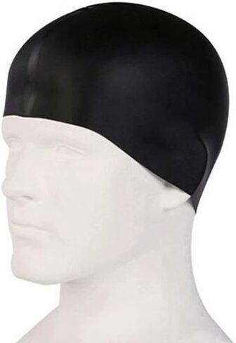 Swim Cap Swimming Cap Silicone Swim Cap for Men Women Kids Boys Girls for Long Hair White/Black in Kuwait