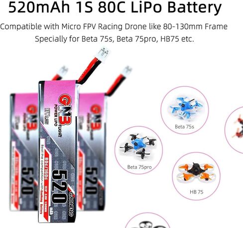 GNB 4 قطعة 520 مللي أمبير 1S بطارية ليبو 80C HV 3.8 فولت LiHV بطارية JST-PH2.0 موصل ترقية ل Inductrix FPV سباق بدون طيار مثل EMAX Tinyhawk 2 الخ in Kuwait