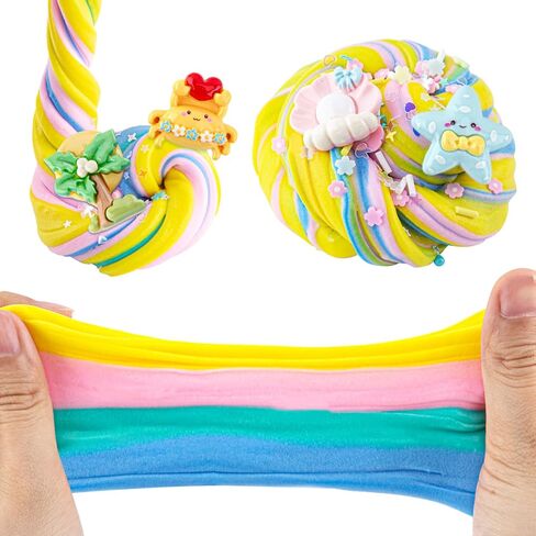 LAWOHO Butter Slime Kit Includes 2X120ml Two-Toned Butter Slime with 6 Packs Slime Add-Ins, Slime for Kids Party Favors, Non Stick Slime Scented Slime, Kids Slime Kit for Girls Boys Ages 8-12(Ocean) in Kuwait