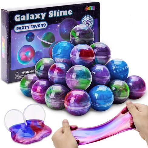 JOYIN Slime Party Favors، 24 حزمة من الألوان المختلطة من Galaxy Slime Ball Party Favors - قابلة للتمدد، غير لزجة، خالية من الفوضى، تخفيف التوتر، وآمنة للفتيات والفتيان - مكافأة الفصل الدراسي، لوازم الحفلات in Kuwait
