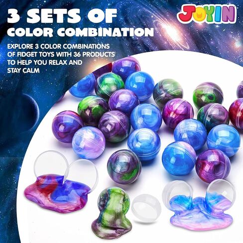 JOYIN Slime Party Favors، 24 حزمة من الألوان المختلطة من Galaxy Slime Ball Party Favors - قابلة للتمدد، غير لزجة، خالية من الفوضى، تخفيف التوتر، وآمنة للفتيات والفتيان - مكافأة الفصل الدراسي، لوازم الحفلات in Kuwait