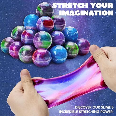 JOYIN Slime Party Favors، 24 حزمة من الألوان المختلطة من Galaxy Slime Ball Party Favors - قابلة للتمدد، غير لزجة، خالية من الفوضى، تخفيف التوتر، وآمنة للفتيات والفتيان - مكافأة الفصل الدراسي، لوازم الحفلات in Kuwait