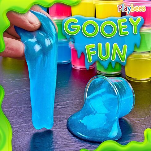 Mini Glow in The Dark Slime - 24 Pack - Slime Party Favors Neon Blue, Green, Pink, Yellow Colors - Glowing Slime Kit for Kids - Party Favors, Goody Bag Fillers in Saudi Arabia